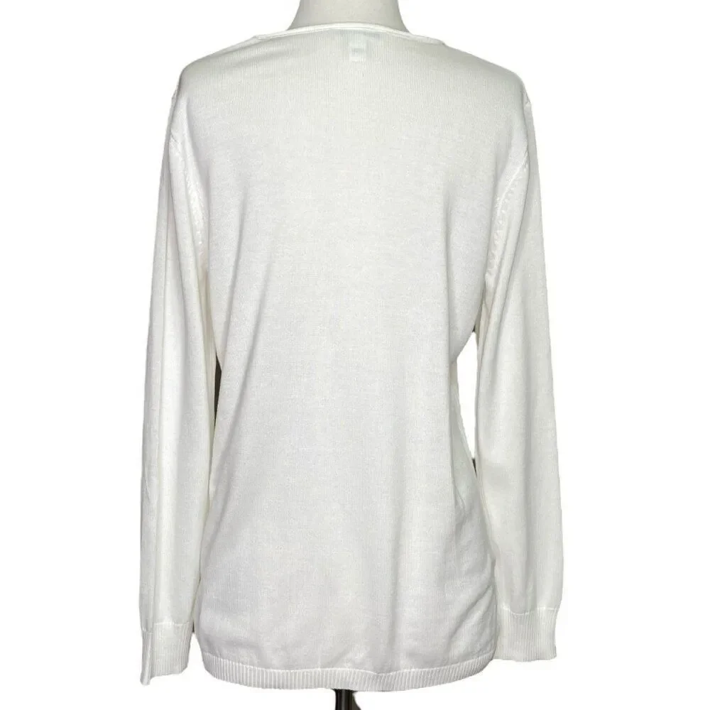 Calvin Klein Sweater Size Large White Studded Neck - Picture 2 of 7